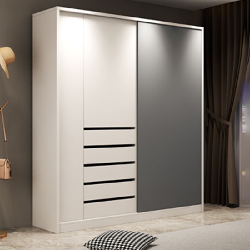 Modern Style Sliding Doors Armoire Wooden Storage Cabinet with Shelves