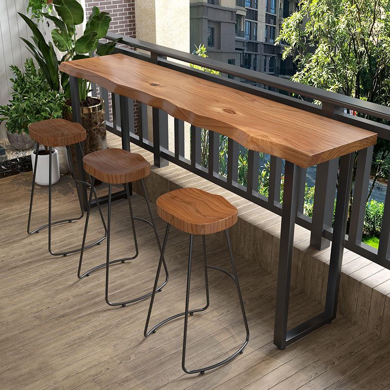 Brown Modern Style Solid Wood and Iron Coffee Shop Bar Table
