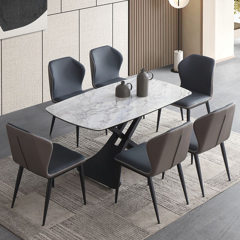 Modern 1/4/5/7 Pieces Dining Set Rectangle Sintered Stone Dining Table Set