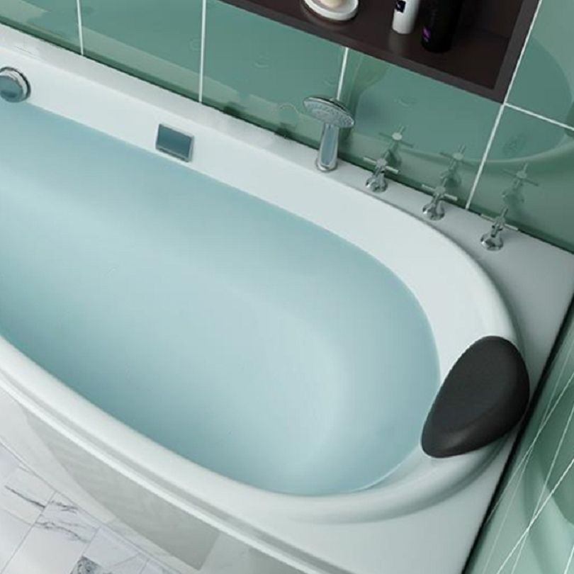 Back to Wall Corner Bathtub Acrylic White Modern Soaking Bath