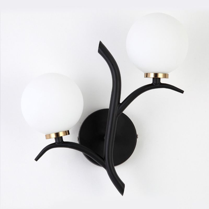 Modern Style Globe Wall Light Glass 2 Light Sconces for Bedroom