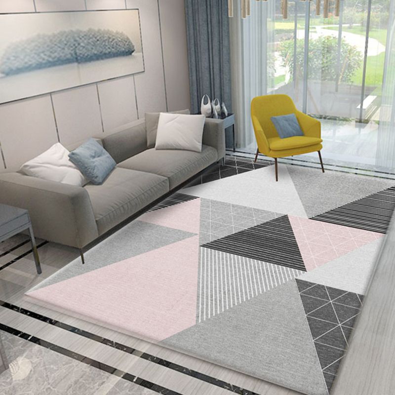 Contemporary Geometric Print Carpet Polyester Indoor Rug Stain Resistant Rug for Living Room