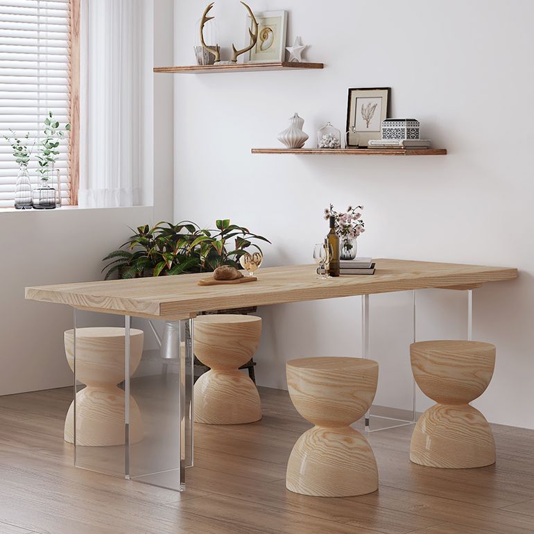 Modern 1/5 Pieces Dining Set Rectangle Pine Wood Dining Table for Dining Room