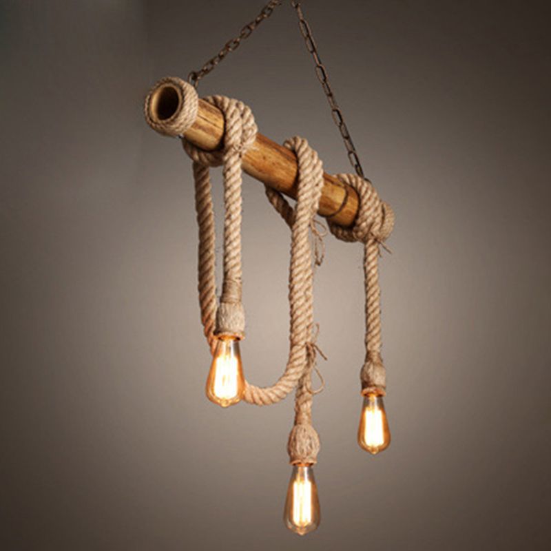 Industrial Style Island Lights Metal 3/6 Lights Pendant Light in Brown