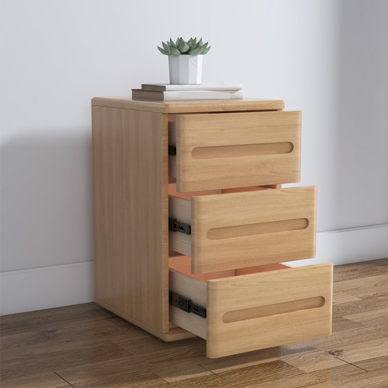 Wooden Nightstand 22.8"Tall 3 - Drawer Nightstand in Brown/ Natural / White