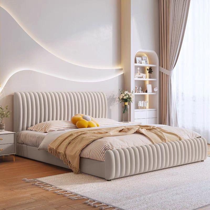 Contemporary Solid Color Mattress Included with Headboard Rectangular Standard Bed