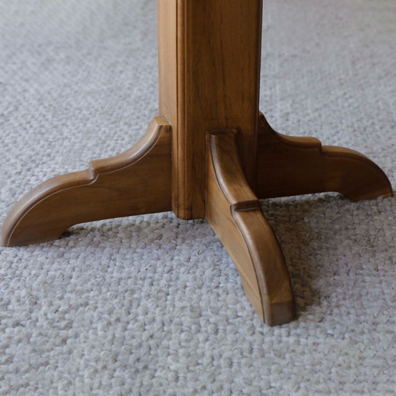 Modern Wood Geometric Dining Table Teak Wood Base for Dining Room