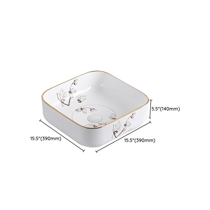 Traditional Vessel Sink Round Porcelain with Faucet Vessel Bathroom Sink