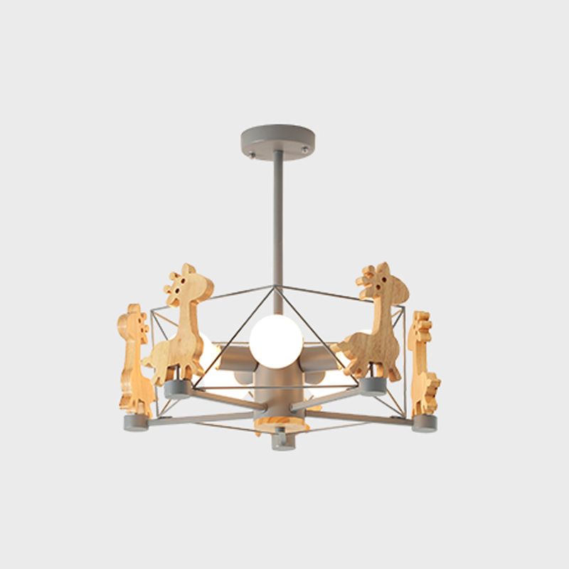 Minimalism Style 5 Lights Chandelier Giraffe Metal Pendant Light for Kids Bedroom