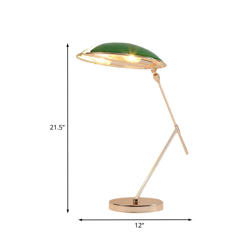 Metal Flat Dome Reading Light Light Modern de 2 bombas Lámpara de mesa verde con cable enchufable