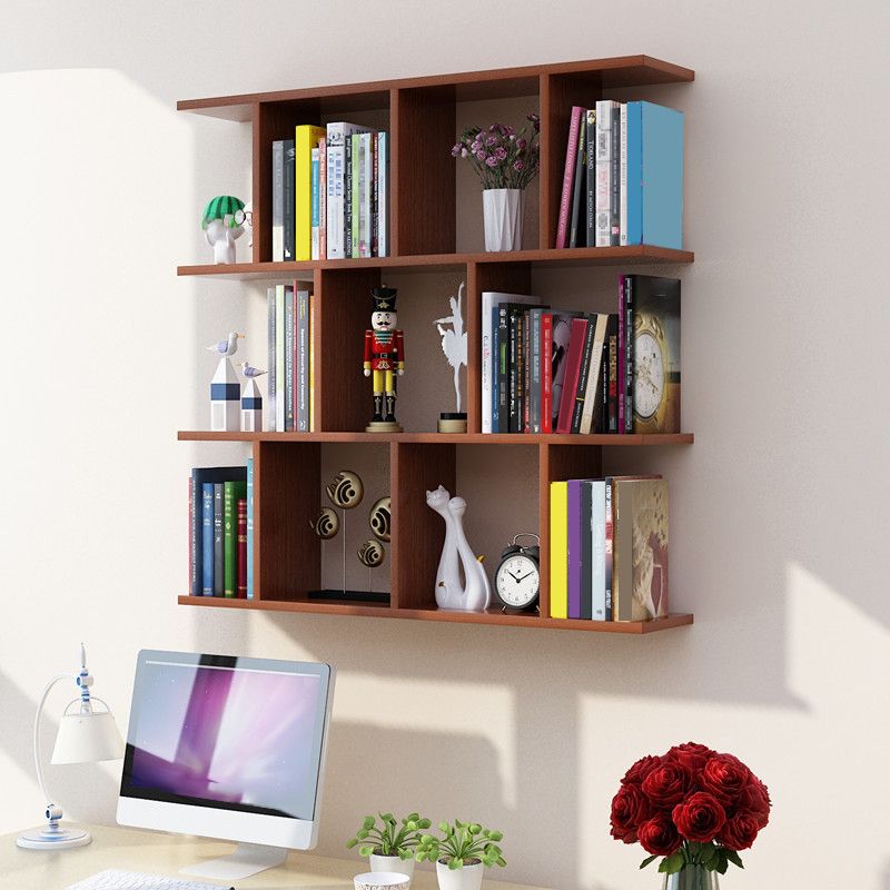 Wall Mounted Bookcase Engineered Wood Bookshelf Open Bookcase