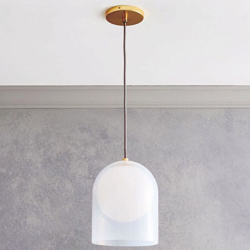 Ball Opal Glass Hanging Light Kit moderne 1 tête de plafond en or lampe suspension de plafond avec ombre à l'intérieur