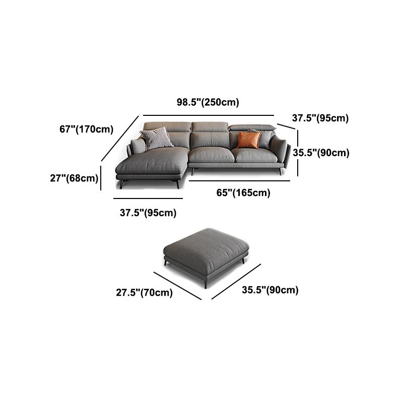 Grey Faux Leather Sofa/Sectionals with Wear-Resistant and Stain-Resistant