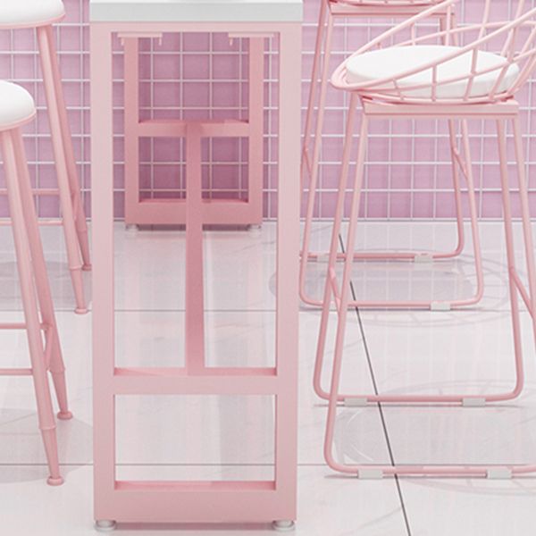 Café und Breakroom Moderne Pub/Stangentisch Rechteck Footstütze Pink Stangenhöhe Pubtisch Tisch