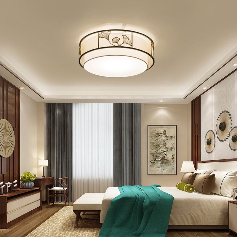 Fabric Flush Mount Lighting Traditional Ceiling Lamp for Living Room