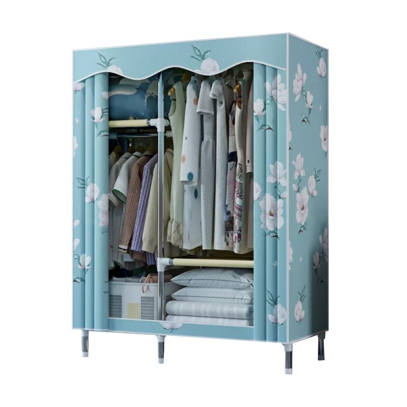 Steel Frame Wardrobe Armoire Contemporary Style Wardrobe with Shelves