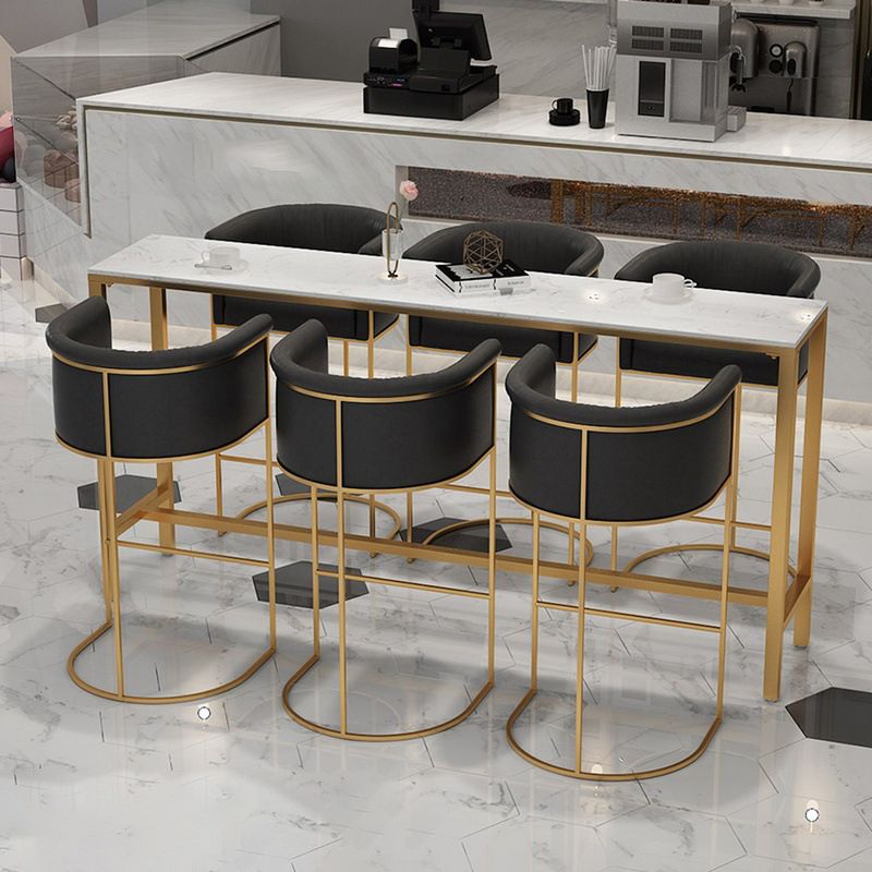 Scandinavian Bar and Counter Stool Low Back Stool with Pedestal Base in Gold