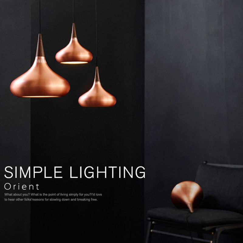 Schlafzimmer Anhänger Leuchte moderne Kupfer hängende Lichtkit mit Tränen Metallschatten