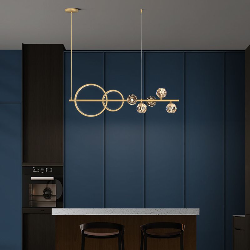 Ball Shape Crystal Island Pendants Modern Style Multi Lights Island Pendant Lights