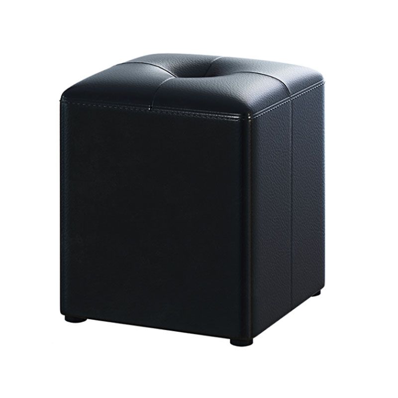 Glam Pouf Ottoman Genuine Leather Stain Resistant Upholstered Square Ottoman
