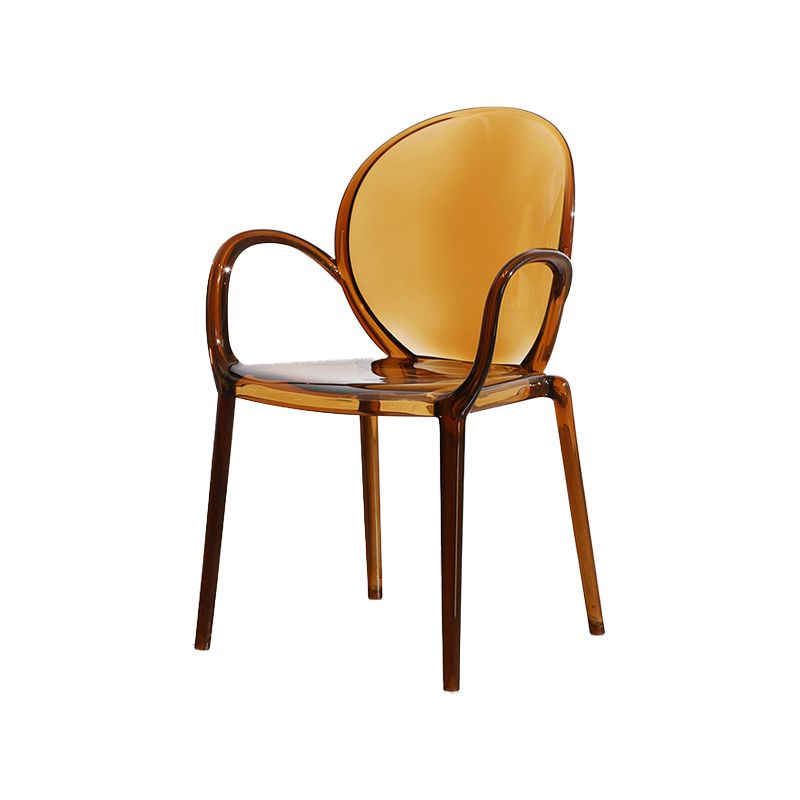 Modern Simple Arm Chair Plastic Base Stackable Dining Chair for Kitchen