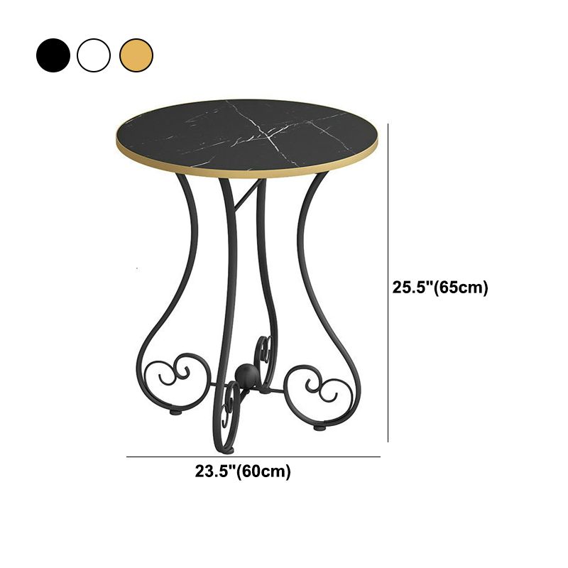 Modern Round Wooden Top Side Table Metal Abstract End Table .