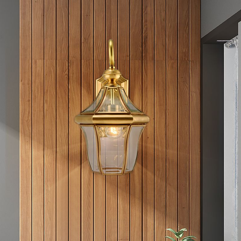 Metal Gold Wall Sconce Lighting Lantern 1-Light Traditional Wall Light Fixture for Living Room