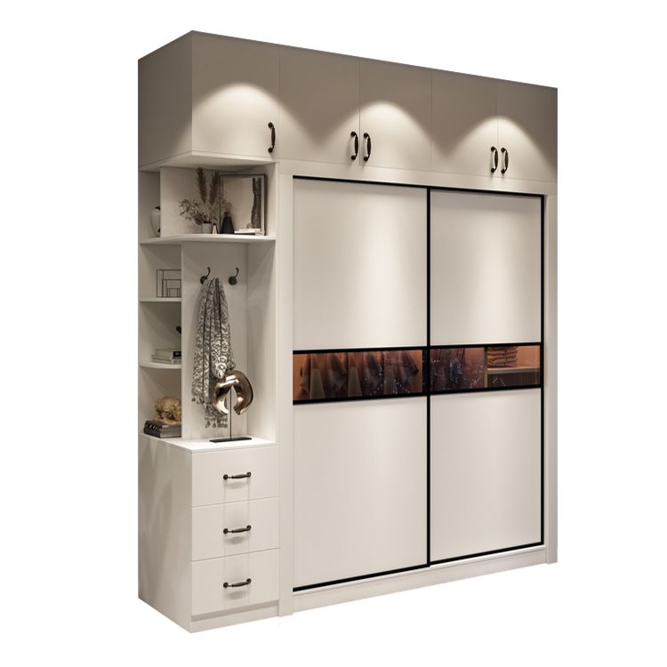 White Contemporary Wardrobe Cabinet Wooden Wardrobe Armoire for Home