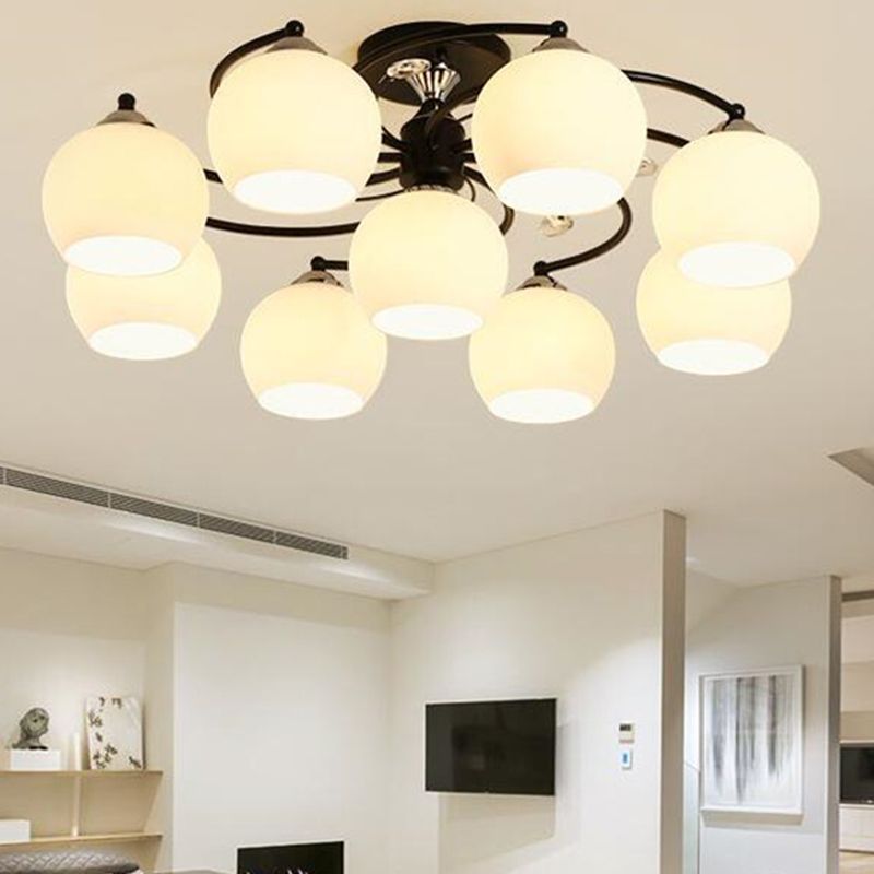 Lámpara de montaje de semi raspadilla de sala de estar de estilo moderno de techo de techo de techo de tono de cúpula