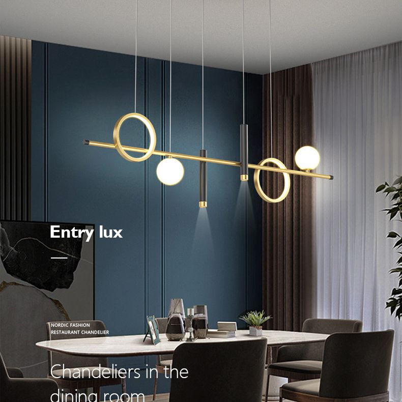 Modern Creative LED Island Light Aluminium Linear Pendant Light with Acrylic Shade