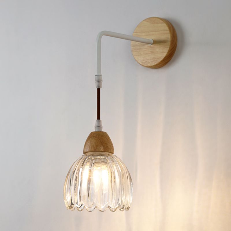 Contemporary Glass Shade Wall Sconce Lighting 1-Light Shade Wall Lamp for Bedroom