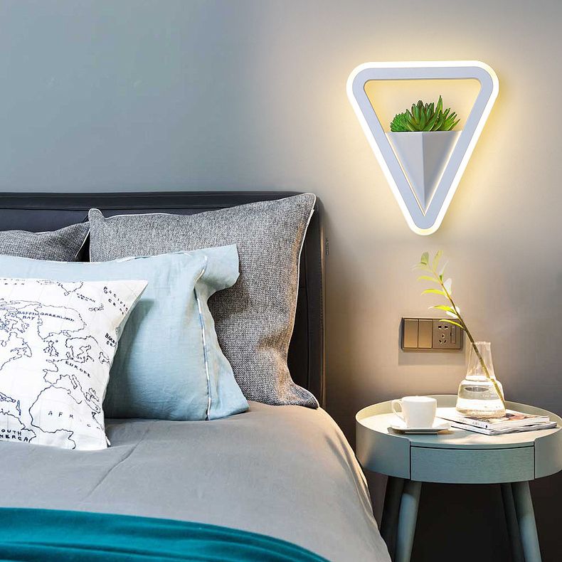 LED Triangle Shape Wall Mount Lamp Acrylic Shade Contemporary Plant Sconces for Living