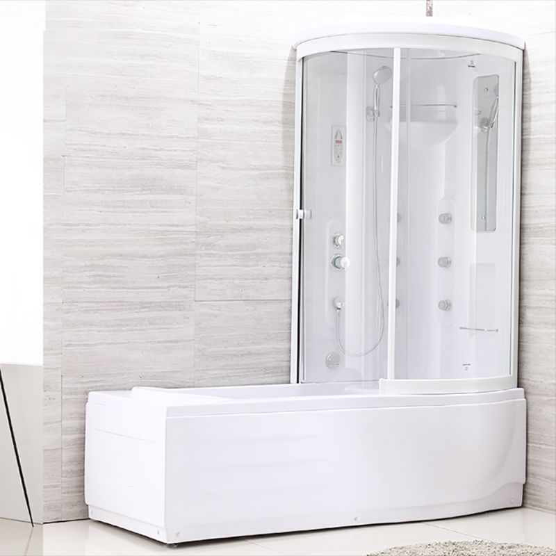 White Round Tub & Shower Kit Clear Tempered Glass Tub & Shower Kit