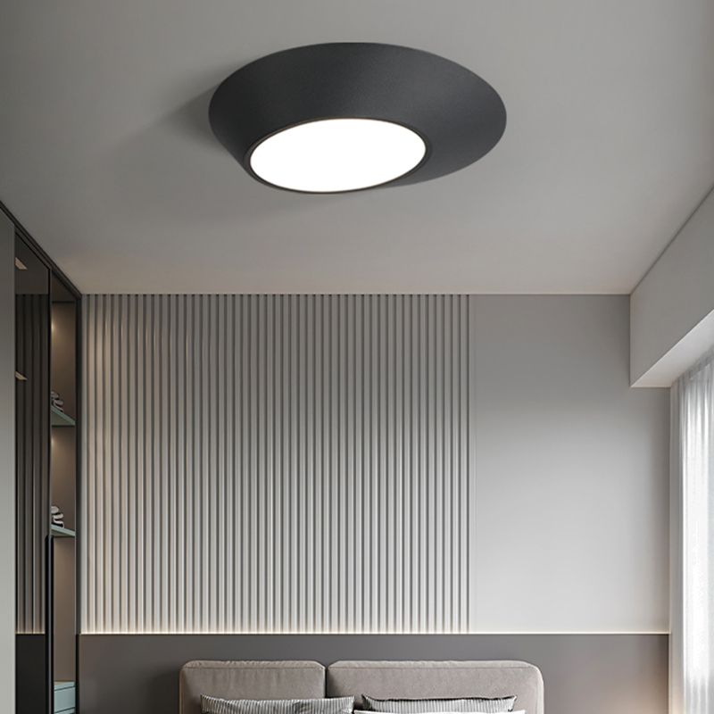Modern Creative LED Ceiling Light Lacquered Aluminium Geometric Flush Mount with Acrylic Shade