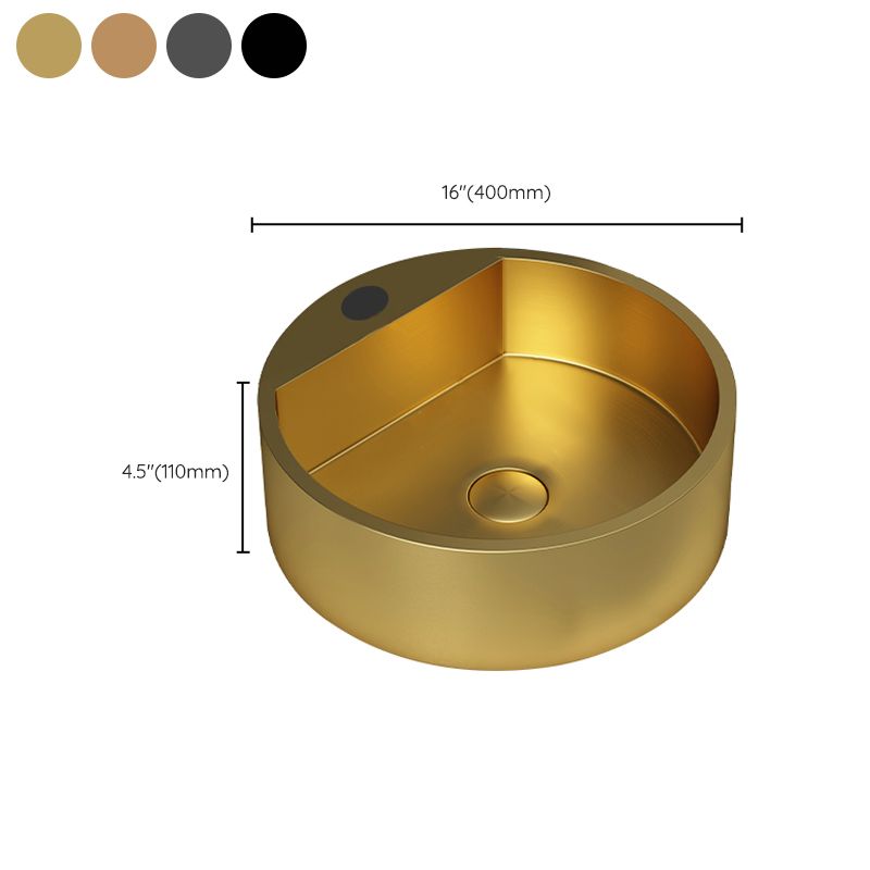 Modern Bathroom Sink Porcelain Pop-Up Drain Solid Color Round Vessel