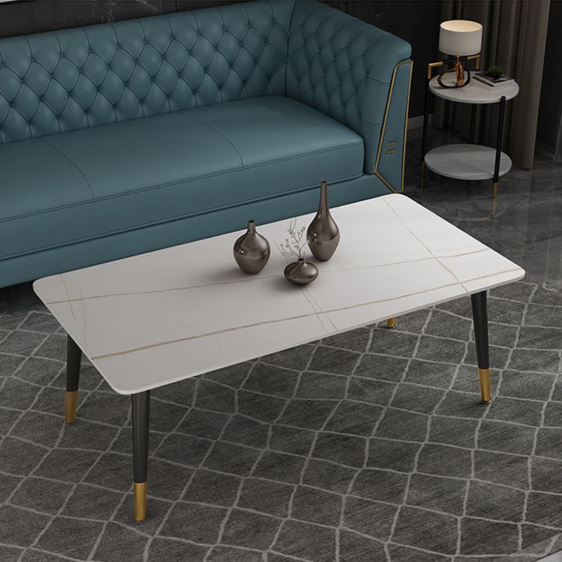17.72" H Simple Stone Coffee Table Glam Rectangular Cocktail Table
