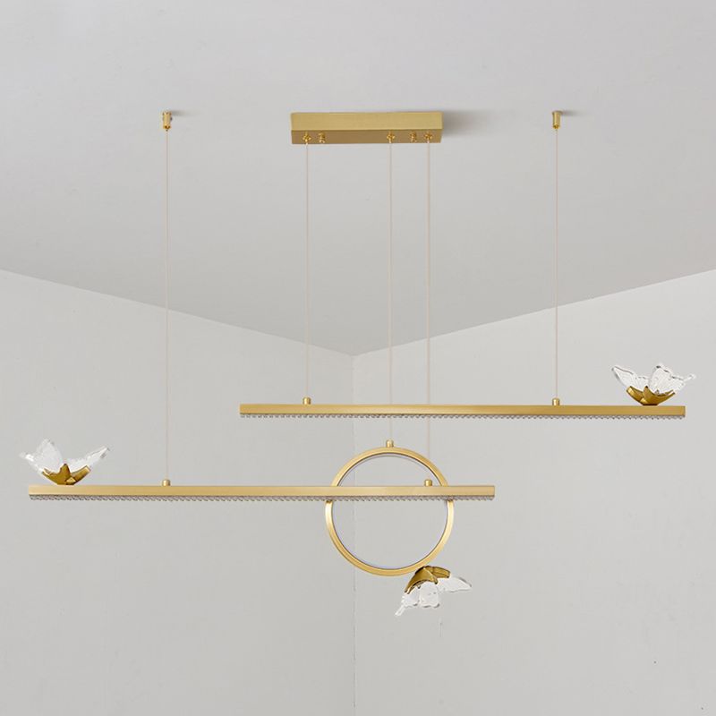 Luce dell'isola geometrica moderna lampadario a sospensione Metal 6 Luci dell'isola luminosa in oro