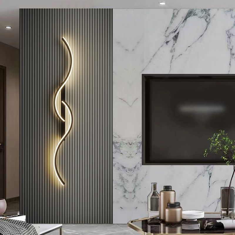 Linear Shape Metal Wall Light Modern Style 2 Lights Wall Light Sconce in Black