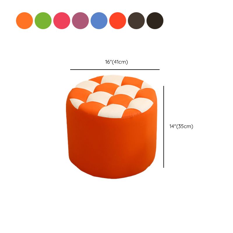 Modern Round Pouf Check Pattern Water Resistant Pouf for Home Decor