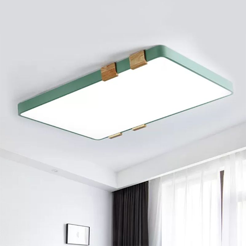 Fixation rectangulaire Plafond Nordique Acrylique 1-Rose légère / jaune / Bleu Flush Mount Lamp in Warm / White Light