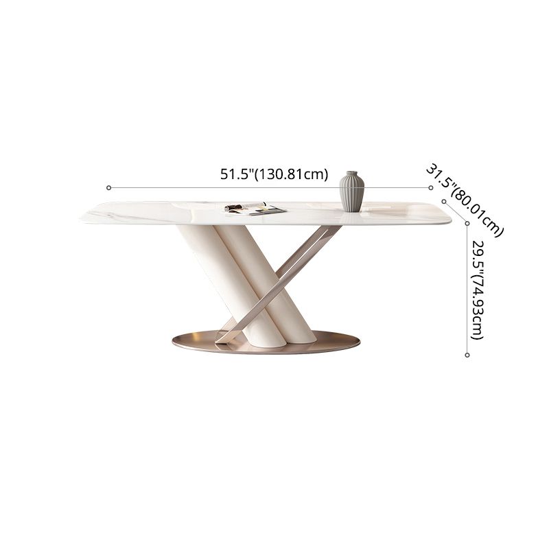 Modern Kitchen Dining Room Set Standard Height with Sintered Stone Top and Pedestal Base Table Set