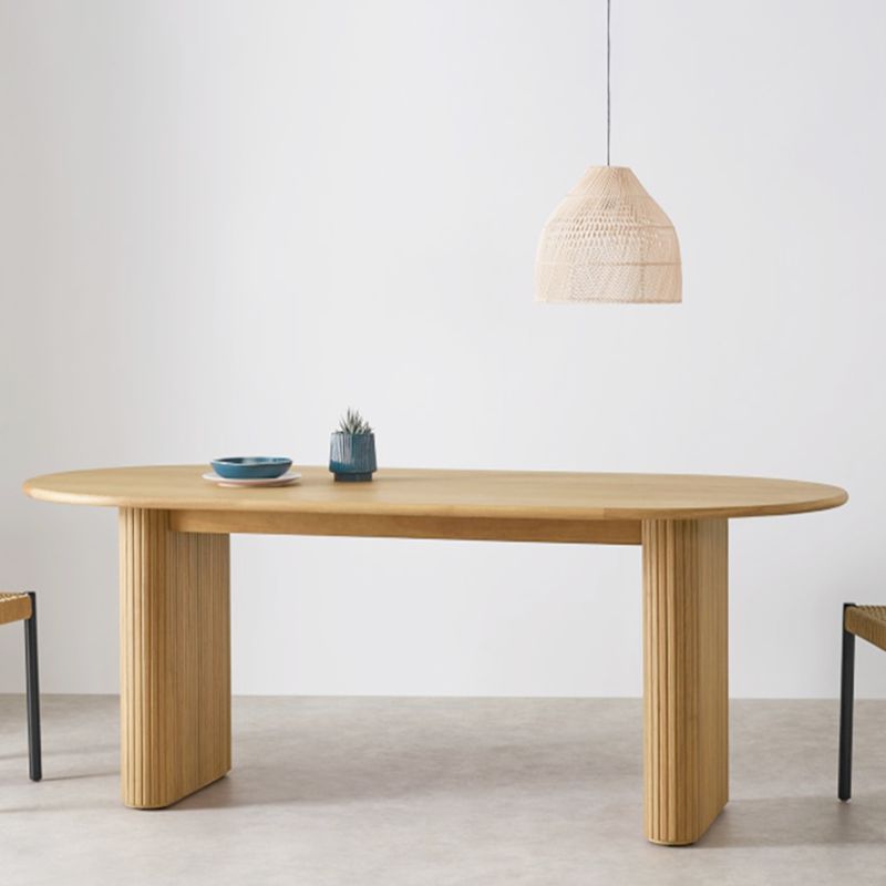 Contemporary Style Dining Table Oval Solid Wood Table for Home Kitchen