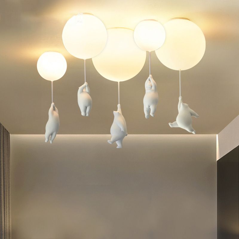 Contemporary Ceiling Lamp Creative Bear Flush Mount Light Fixture