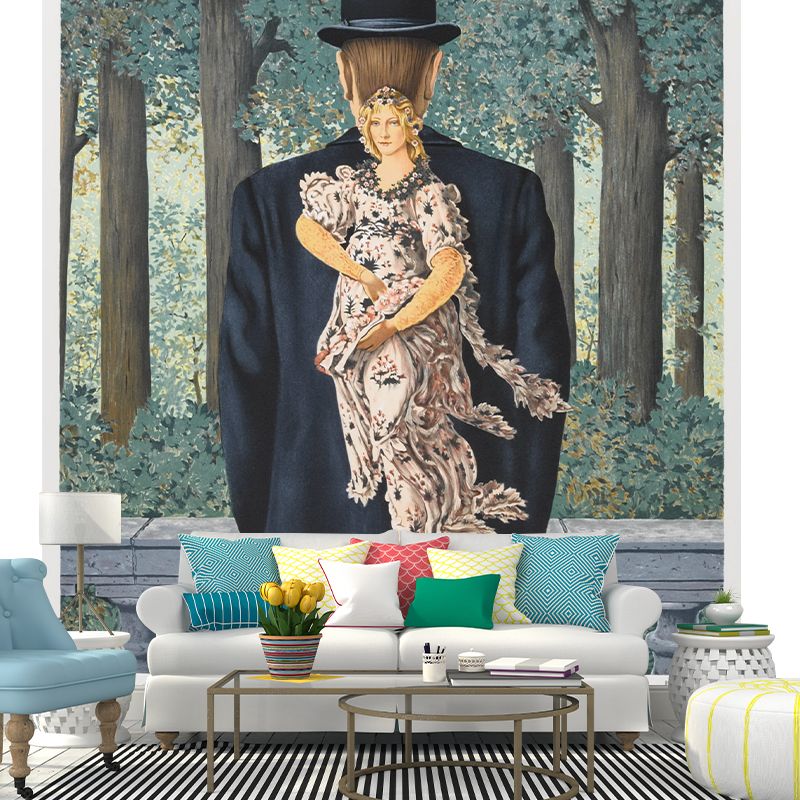 The Prepared Bouquet Mural Wallpaper Black and Blue Surrealist Wall Decor for Home