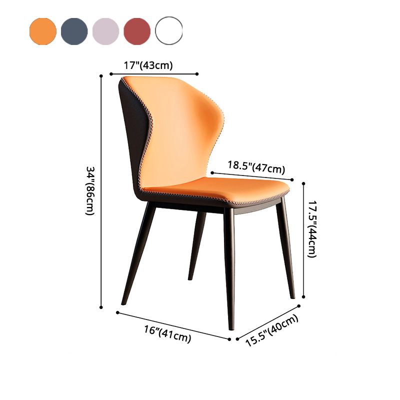 Sillas de comedor con respaldo estilo industrial Sillas de comedor de cuero sin brazos (juego de 2)