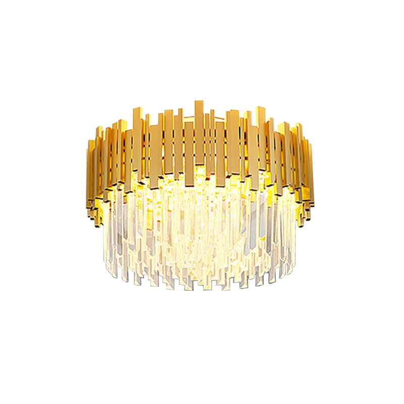 Postmodern Style Drum Ceiling Light K9 Crystal Bedroom Chandelier Lighting in Gold