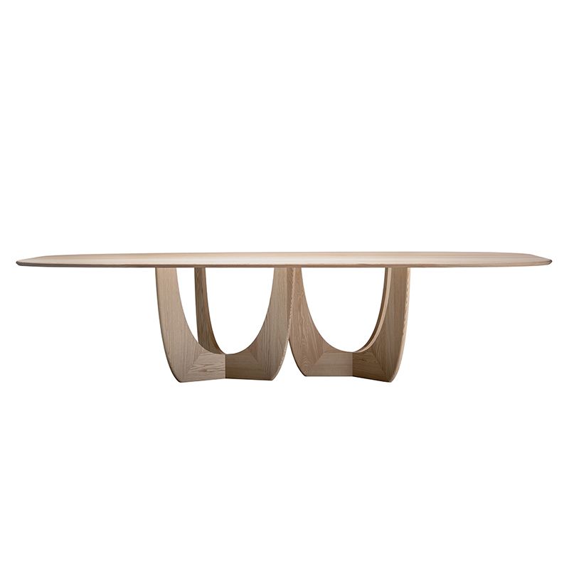 Mesa moderna de madera de pino para restaurante, mesa de cocina rectangular con pedestal doble