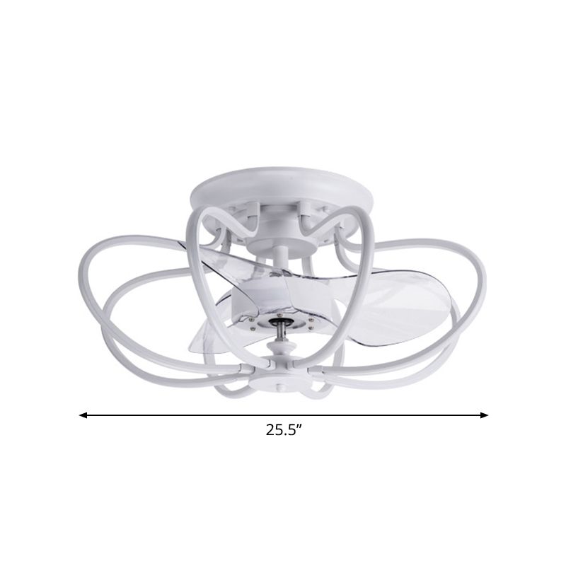 Minimalistische Käfig Deckenlüfter Leichtes Acryl -Esszimmer LED SEMI Flush Mount mit Fernbedienung