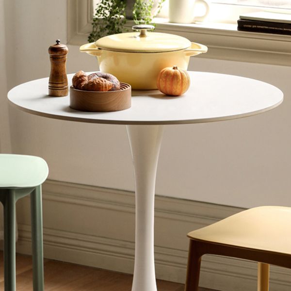 White Round Dining Table Stone Top Dining Table with Tulip Base