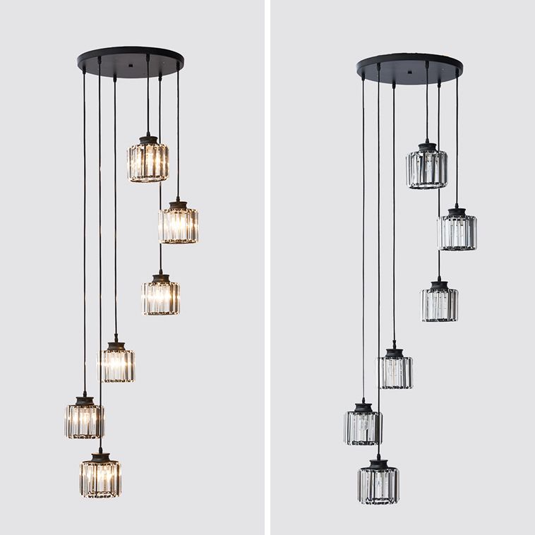 Modern Style Cylinder Shape Hanging Lights Crystal Hanging Light Fixtures